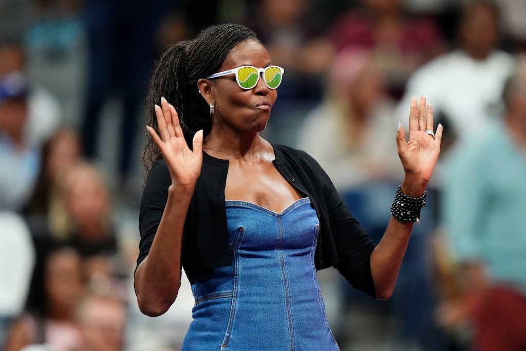 (Frank Franklin II | Associated Press file photo) Former first lady Michelle Obama — seen here at the opening ceremony of the U.S. Open tennis championships in New York on August 28, 2023 — made a surprise visit to The King's English Bookstore while visiting Salt Lake City in May 2024.