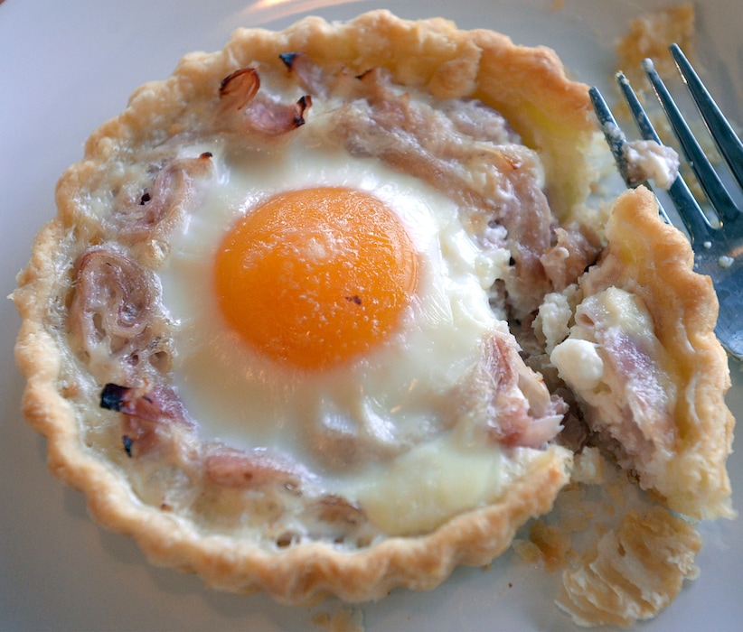 Al Hartmann | The Salt Lake Tribune
Ham and Cheddar Morning Tart at 3 Cups, a new coffee shop at the Village Square in Holladay near 4670 S. 2300 E. This new corner includes several Salt Lake City favorites including Caputo's Market, Taqueria 27 and Copper Kitchen (a sister to Copper Onion.)