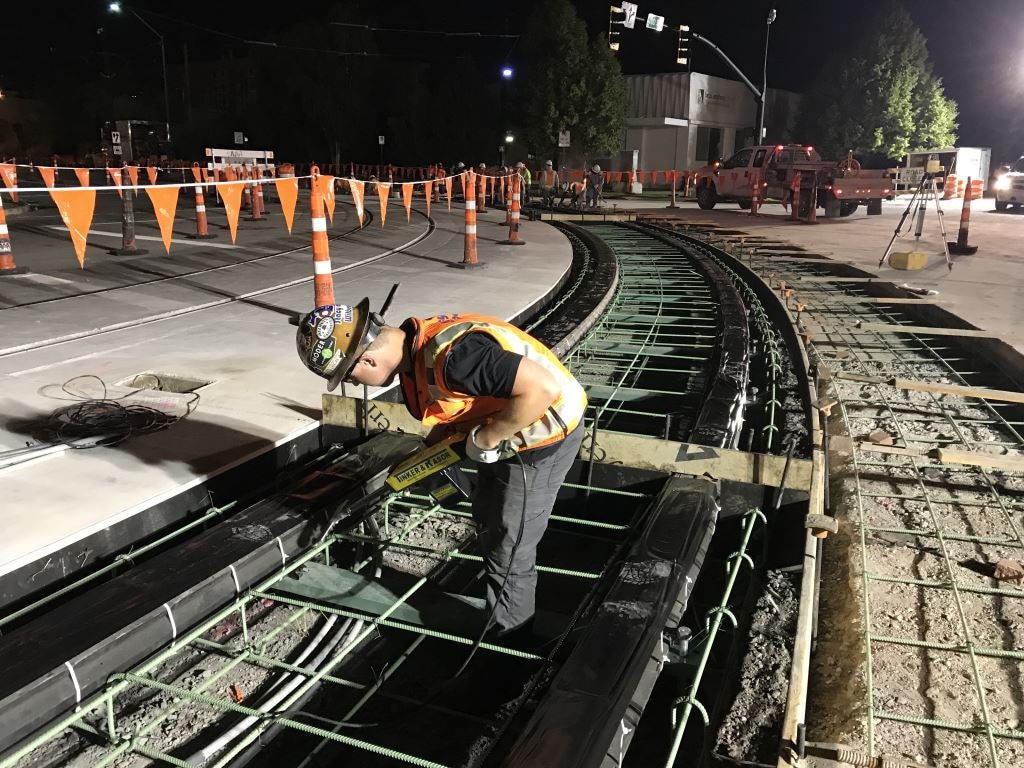 (Photo courtesy of Utah Transit Agency) UTA is replacing worn-out tracks and switches in downtown Salt Lake City, which is expected to cause delays and detours for passengers and car drivers.