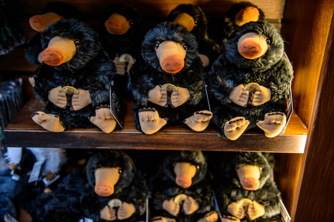 (Trent Nelson | The Salt Lake Tribune)  A group of plush Nifflers. The pop-up store "Christmas in the Wizarding World" returns for another year at The Shops at South Town, serving all one's Harry Potter merchandise needs. Thursday Nov. 1, 2018.