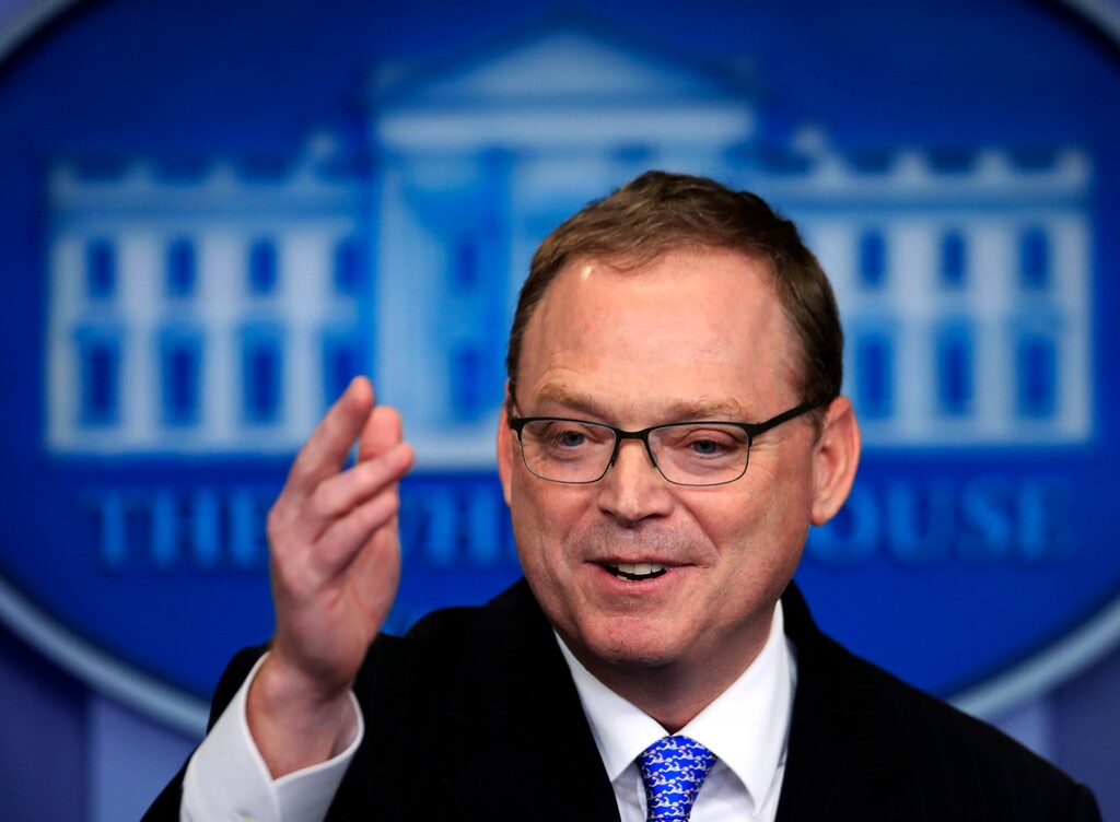 Kevin Hassett, chair of the Council of Economic Advisers talks to reporters during a press briefing in the Brady press briefing room at the White House, in Washington, Friday, Nov. 17, 2017. (AP Photo/Manuel Balce Ceneta)