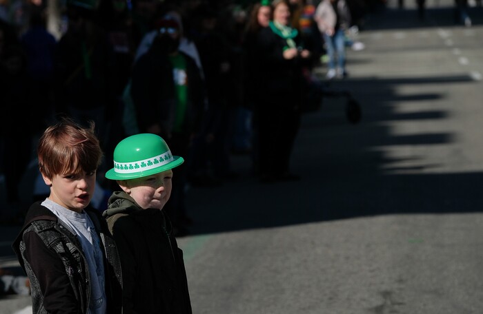 (Francisco Kjolseth | The Salt Lake Tribune) Shamrocks and sunshine were aplenty as Salt Lake City’s Irish community celebrates their 41st annual St. Patrick’s Day Parade with crowds lining up to take in the festivities. Marching bands, Irish dancers, bagpipes and a sea of green moved along 200 South, starting at 500 East Saturday morning en route to State street where the Siamsa festivities kept the fun going at the Gallivan Center.