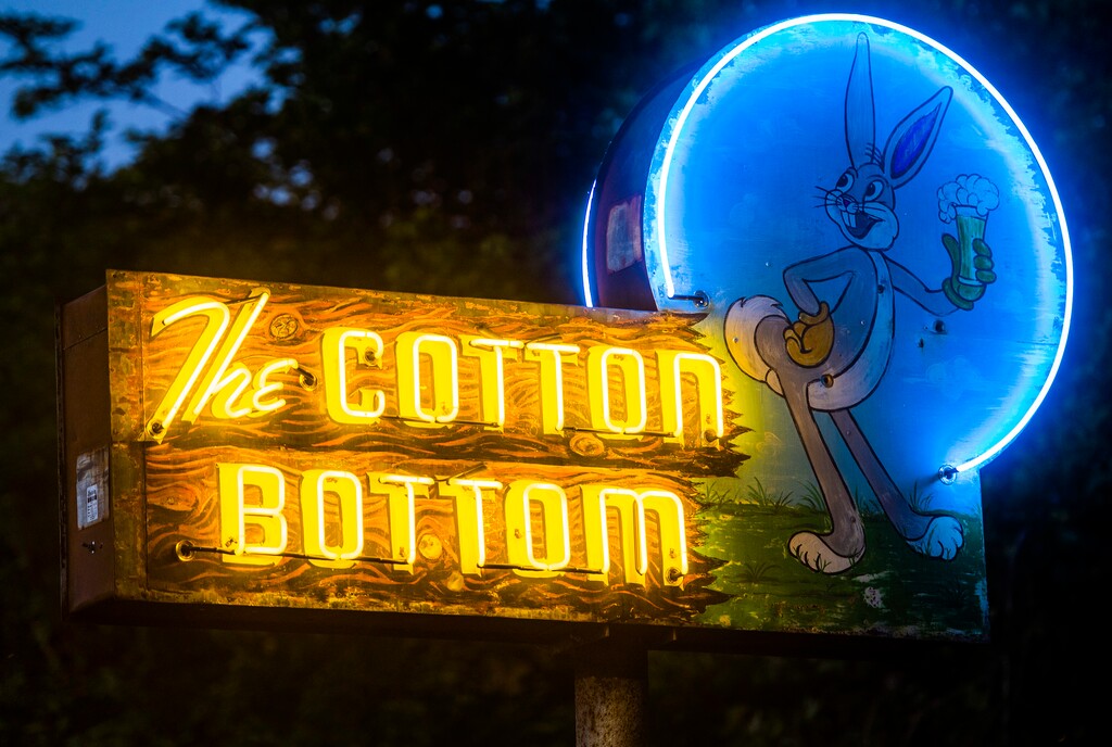 (Rick Egan  |  The Salt Lake Tribune)   The iconic Cotton Bottom sign was lit up again on Monday, July 6, 2020.   Brimley Neon has finished its restoration of original sign.