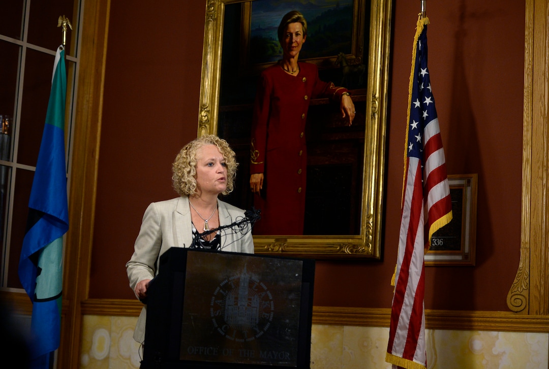 (Scott Sommerdorf   |  The Salt Lake Tribune)   Salt Lake City Mayor Jackie Biskupski announces that findings have been made, and that they have been given to SLCPD Chief Mike Brown. He will now decide the fate of the two officers involved in the Nurse Wubbels arrest, Wednesday, September 13, 2017.