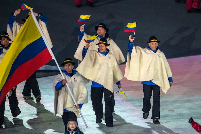 (Chris Detrick | The Salt Lake Tribune) Athletes from Colombia are introduced during the Pyeongchang 2018 Winter Olympics opening ceremony at Olympic Stadium Friday, February 9, 2018.