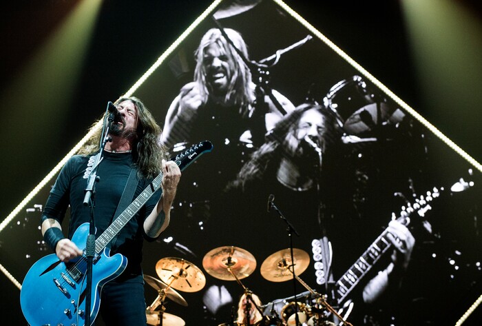 (Leah Hogsten  |  The Salt Lake Tribune)  The Foo Fighters rock the crowd at Vivint Smart Home Arena to debut their latest studio album, "Concrete and Gold" in Salt Lake City, December 12, 2017.