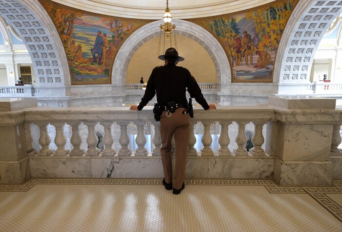 (Francisco Kjolseth  | The Salt Lake Tribune) The Utah State Legislature opens the 2021 legislative session at the Capitol in Salt Lake City under heightened security on Tuesday, Jan. 19, 2021.