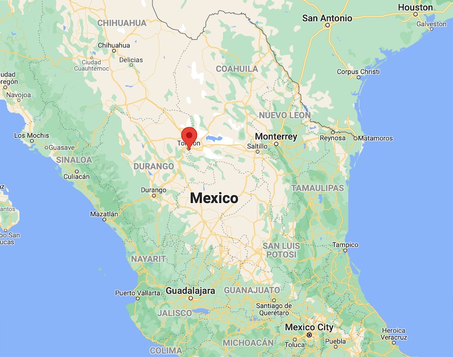 A Google Maps screenshot of Torreon, Mexico.