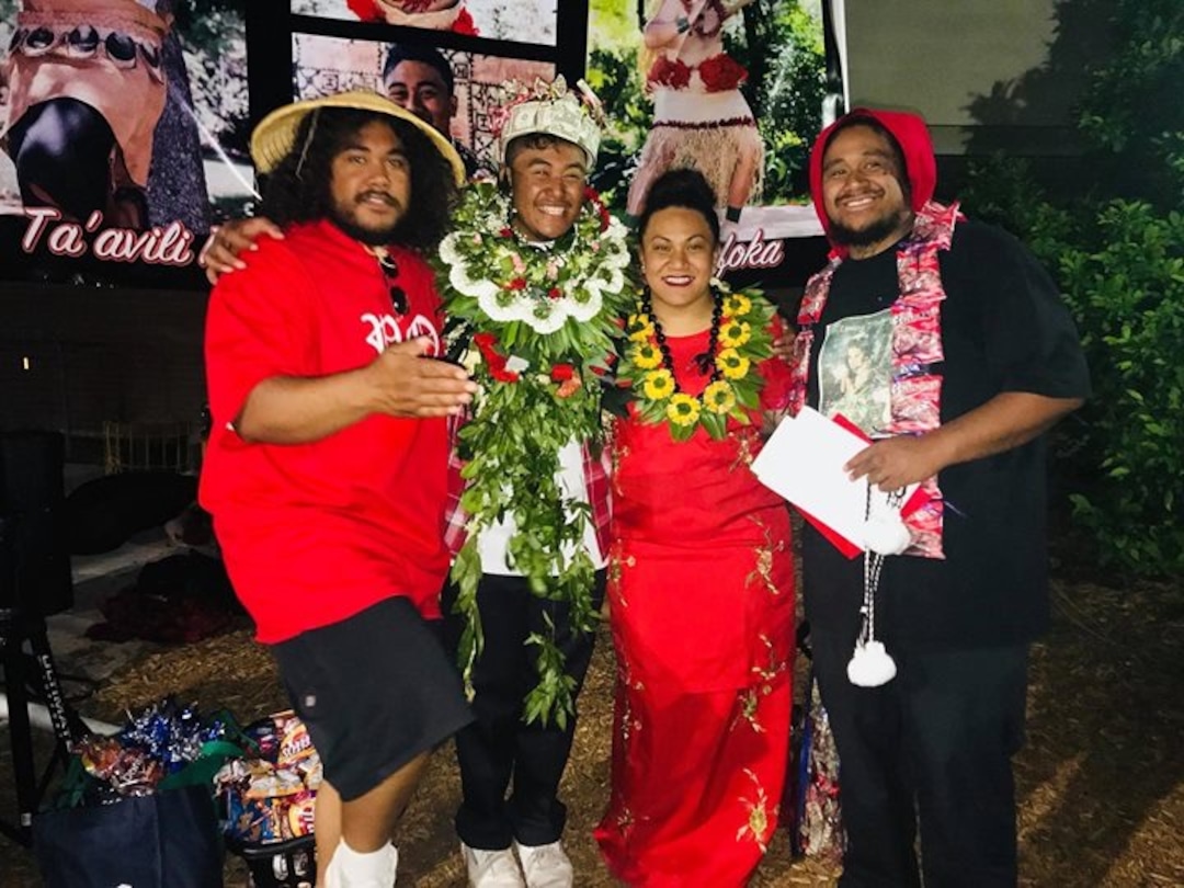 (Courtesy of M. Vida Hafoka) Taavili PO Hafoka graduated from East High School in Salt Lake City on Wednesday, June 6, 2018. He has South Pacific heritage but was banned from wearing leis during his ceremony at the Huntsman Center. Pacific Islander students, when allowed, typically wear one or two fresh leis during their graduation to honor their heritage. Relatives then pile more on after the ceremony, in celebration.