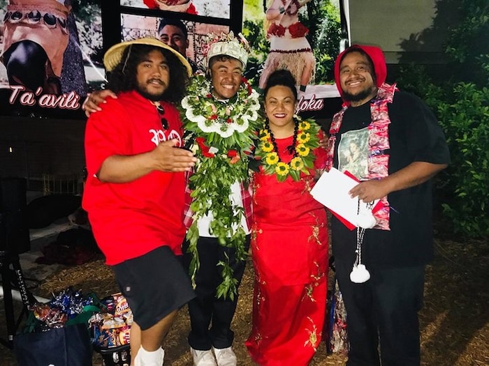 (Courtesy of M. Vida Hafoka) Taavili PO Hafoka graduated from East High School in Salt Lake City on Wednesday, June 6, 2018. He has South Pacific heritage but was banned from wearing leis during his ceremony at the Huntsman Center. Pacific Islander students, when allowed, typically wear one or two fresh leis during their graduation to honor their heritage. Relatives then pile more on after the ceremony, in celebration.