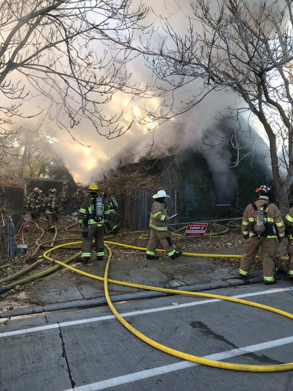 (Photo courtesy of Murray Fire Department) Crews work to put out a house fire near 700 West and 5700 South on Monday, Nov. 19, 2018. Two people died in the blaze.