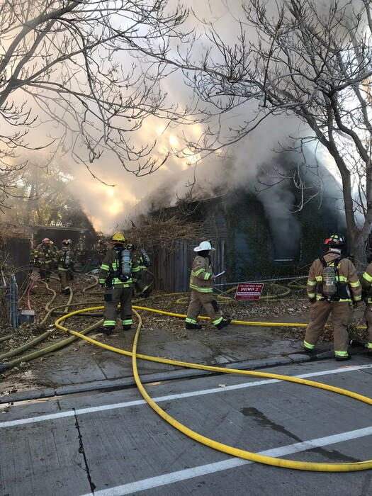 (Photo courtesy of Murray Fire Department) Crews work to put out a house fire near 700 West and 5700 South on Monday, Nov. 19, 2018. Two people died in the blaze.