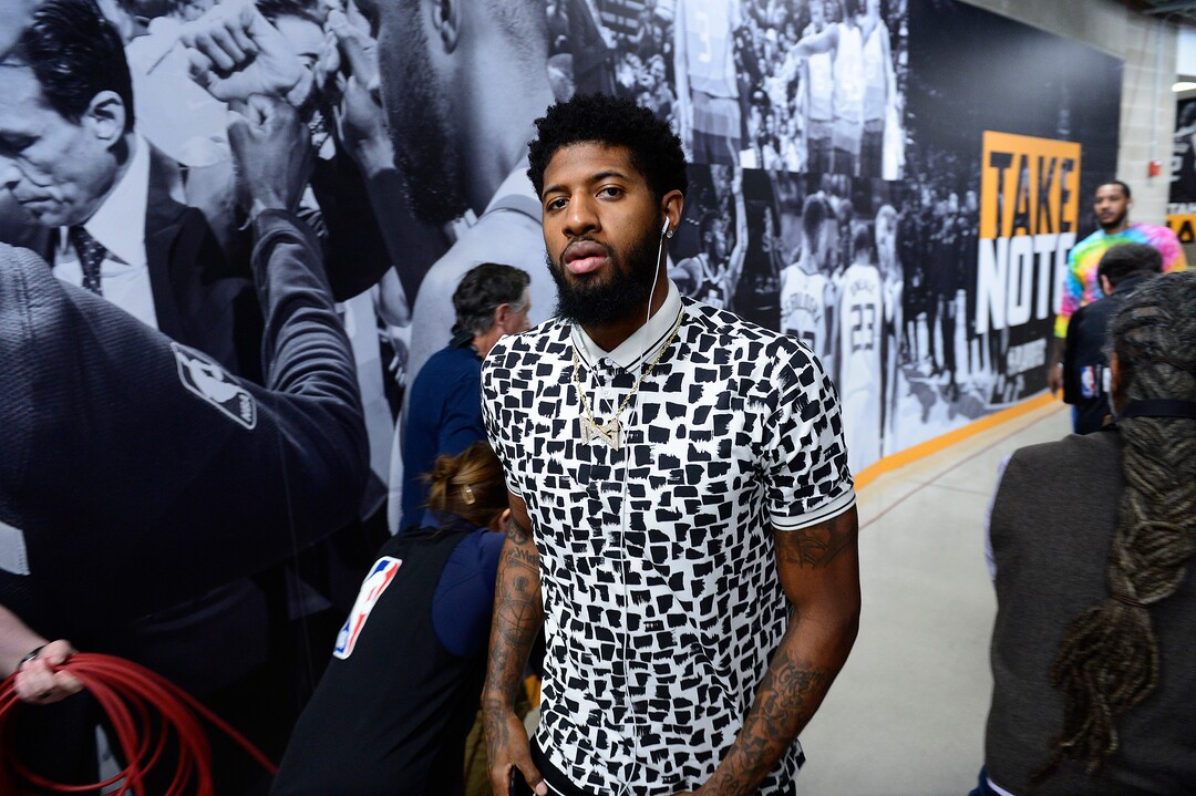 (Scott Sommerdorf | The Salt Lake Tribune)Thunder forward Paul George arrives prior to Game 6 of the first round playoff game between Utah and Oklahoma City, Friday, April 27, 2018.