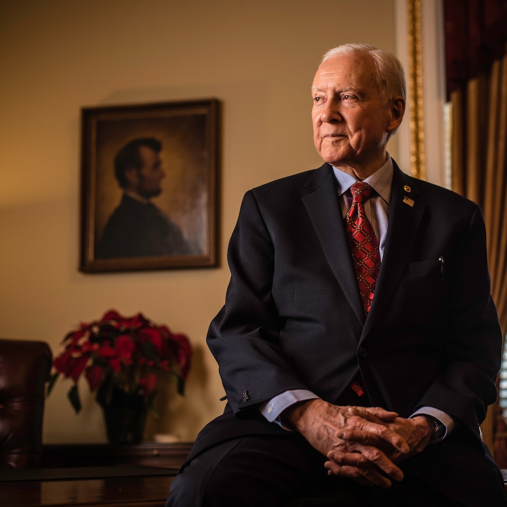 (Andr Chung | special to The Salt Lake Tribune) Sen. Hatch in the Senate pro tem office in Washington D.C. on December 21, 2017  with an original portrait of President Lincoln on the wall. This is the same painting that Lincoln actually sat for and is the basis for the penny. Senator Orrin Hatch is the senior senator from Utah, Chairman of the Senate Finance Committee and President pro tempore of the United States Senate.