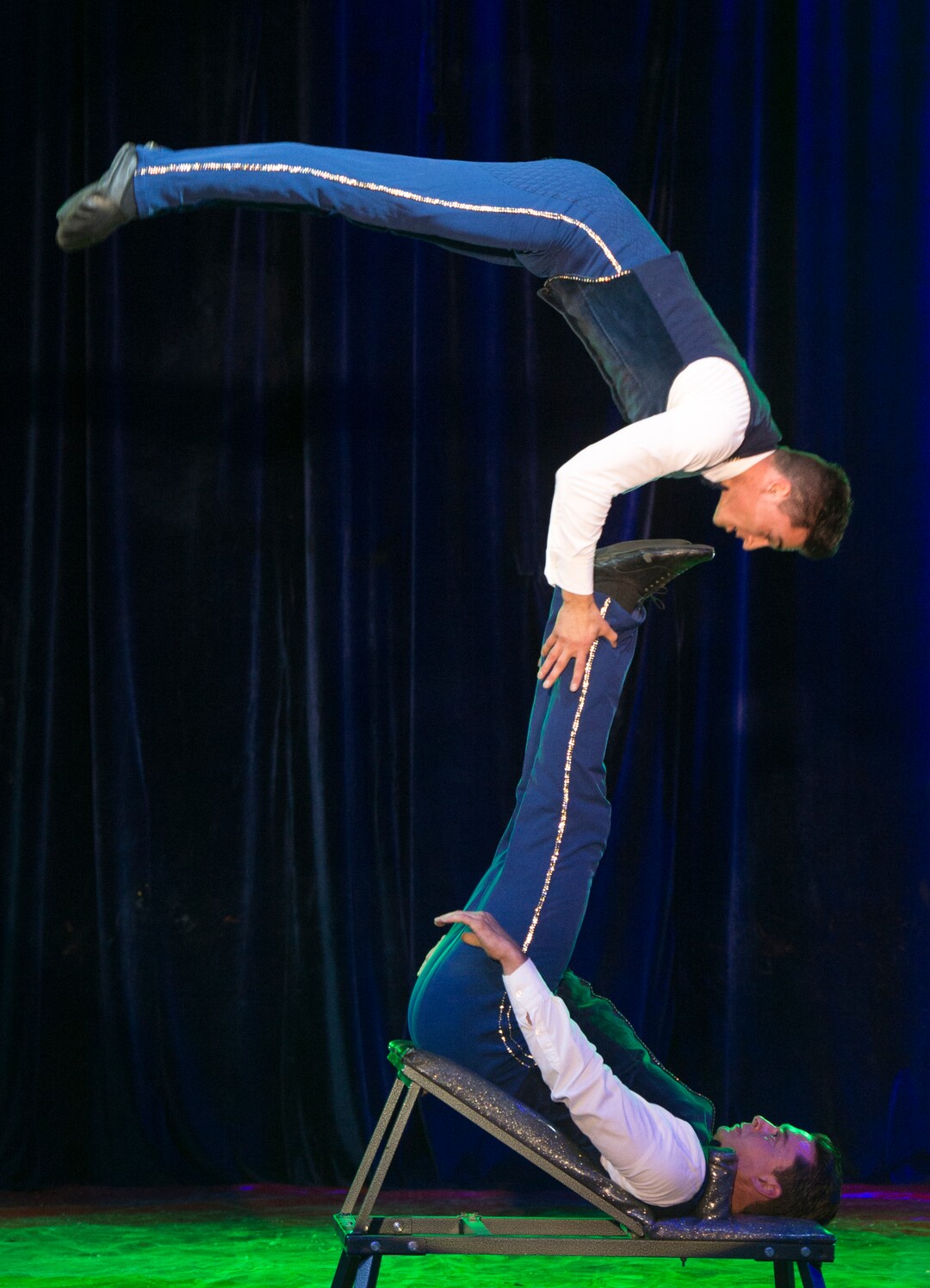 (Rick Egan  |  The Salt Lake Tribune)      Fabio & Giuliano Anastasini perform in the Big Top Circus Spectacular, on opening day of the Utah State Fair, Thursday, Sept. 6, 2018.