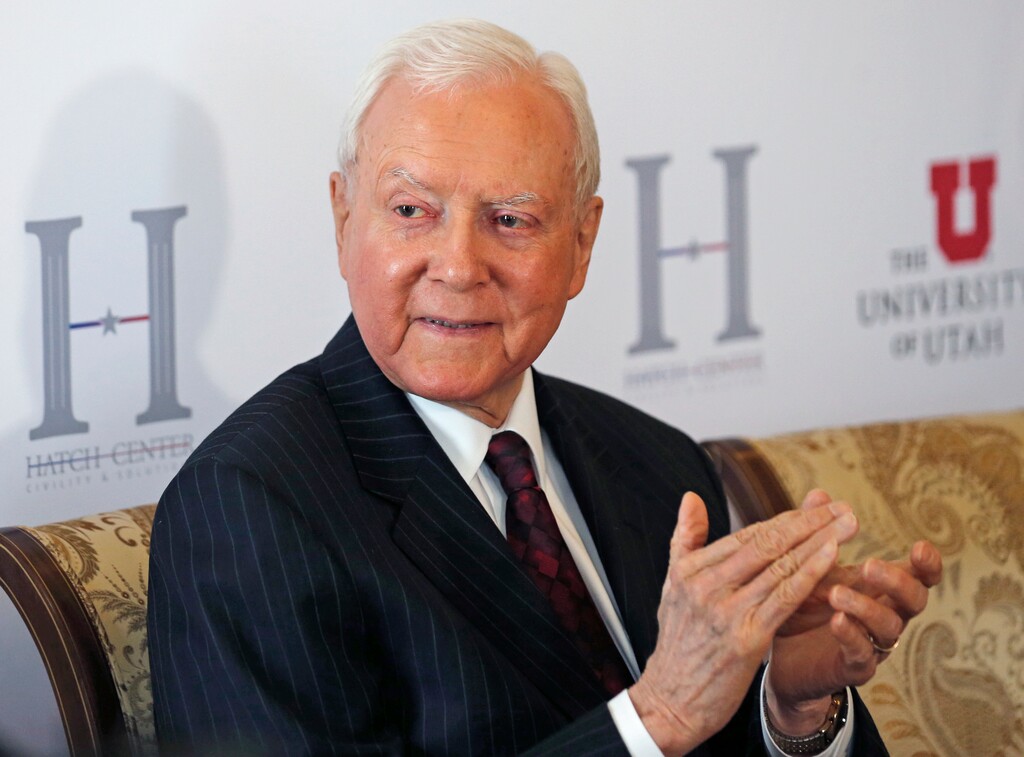 United States Sen. Orrin Hatch, R-Utah, looks on during news conference Wednesday, May 2, 2018, in Salt Lake City. Hatch, who is retiring, is looking to cement his legacy after more than 40 years in Washington as he unveils plans for a think tank and library bearing his name in Salt Lake City. (AP Photo/Rick Bowmer)