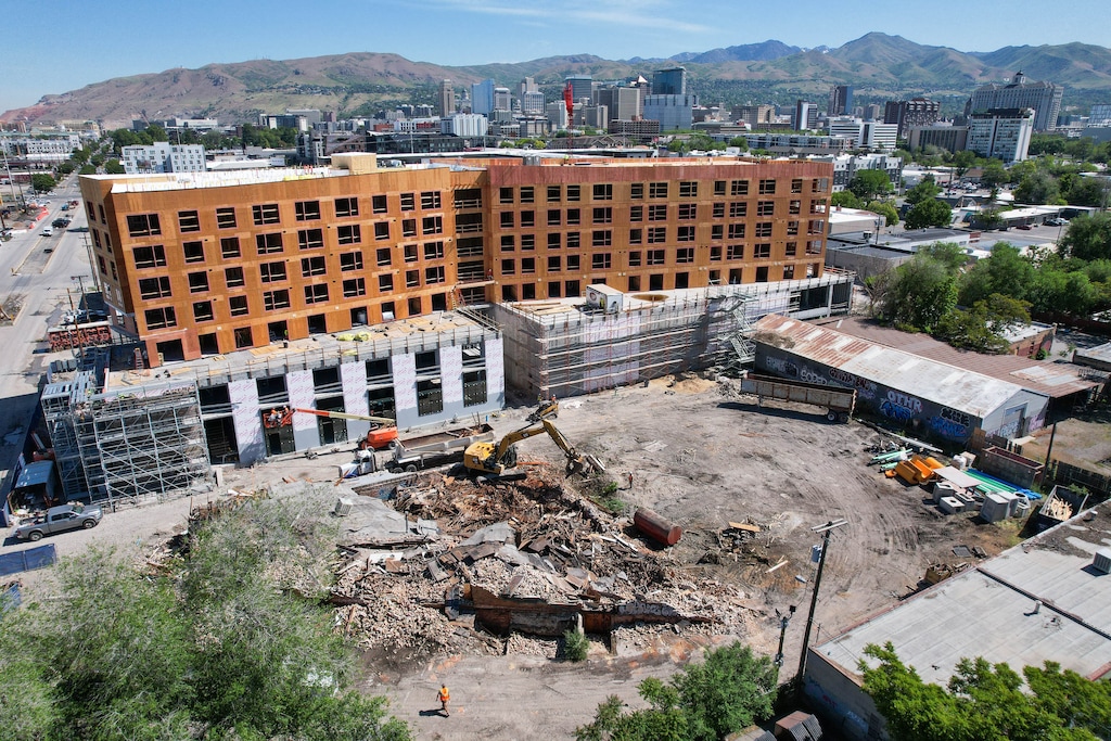 (Francisco Kjolseth  | The Salt Lake Tribune) A developer tears down the former Utah Pickle Company factory at 741 S 400 West on Thursday, May 22, 2025. The site will host Utahs's first Uchi restaurant location next year.