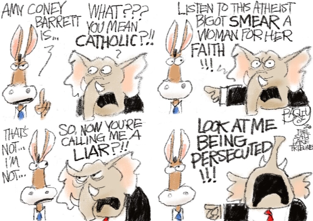 (Pat Bagley | The Salt Lake Tribune)  This cartoon, titled "Bad Faith," appears in The Salt Lake Tribune on Tuesday, Sept. 29, 2020.