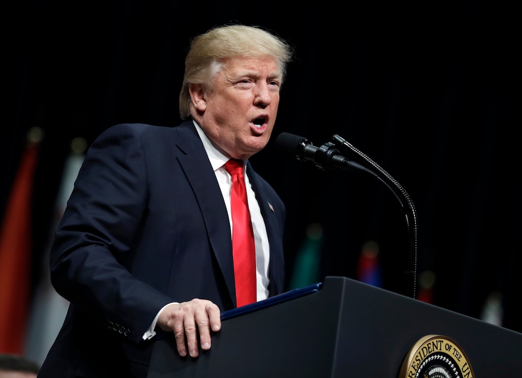 (Evan Vucci | The Associated Press) President Donald Trump speaks during the FBI National Academy graduation ceremony, Friday, Dec. 15, 2017, in Quantico, Va.   “The President of the United States has your back 100 percent,” Trump told graduates, saying law enforcement officers need to be supported. “I will fight for you and I will never, ever, let you down.”