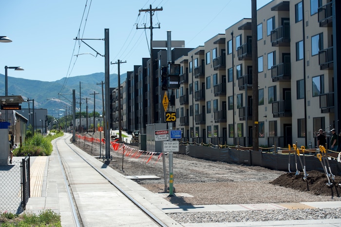 (Rick Egan  |  The Salt Lake Tribune)        The site of UTA’s S-Line double track project, on 300 East and 2233 South, Monday, June 11, 2018.