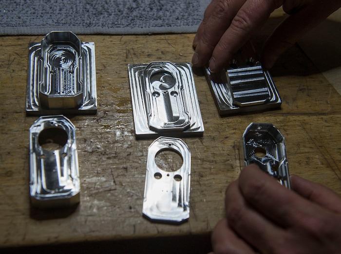 Leah Hogsten | The Salt Lake Tribune
Silencerco machinist Gordon Wellington manufactures baffles for one of the company's silencers. Silencerco is one of the country's largest manufacturers of silencer for guns of all kinds, Friday, May 28, 2017.