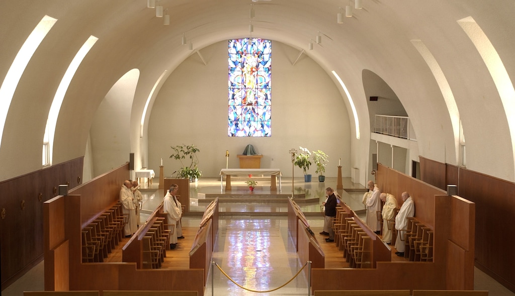 Trappist monks chanting at the Abbey of the Holy Trinity in Huntsville, Utah.Photo by Trent Nelson 01.30.2002, 12:24:16 PM