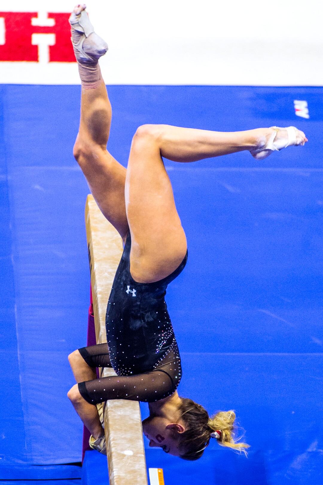 Chris Detrick  |  The Salt Lake TribuneUtah gymnast Tiffani Lewis performs on the beam during the Red Rocks Preview at the Huntsman Center Friday December 11, 2015.  