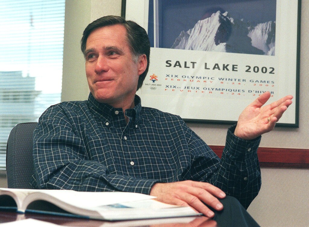 (Al Hartmann | The Salt Lake Tribune) Mitt Romney in one of the meetings trying to put the 2002 Olympics back together again.