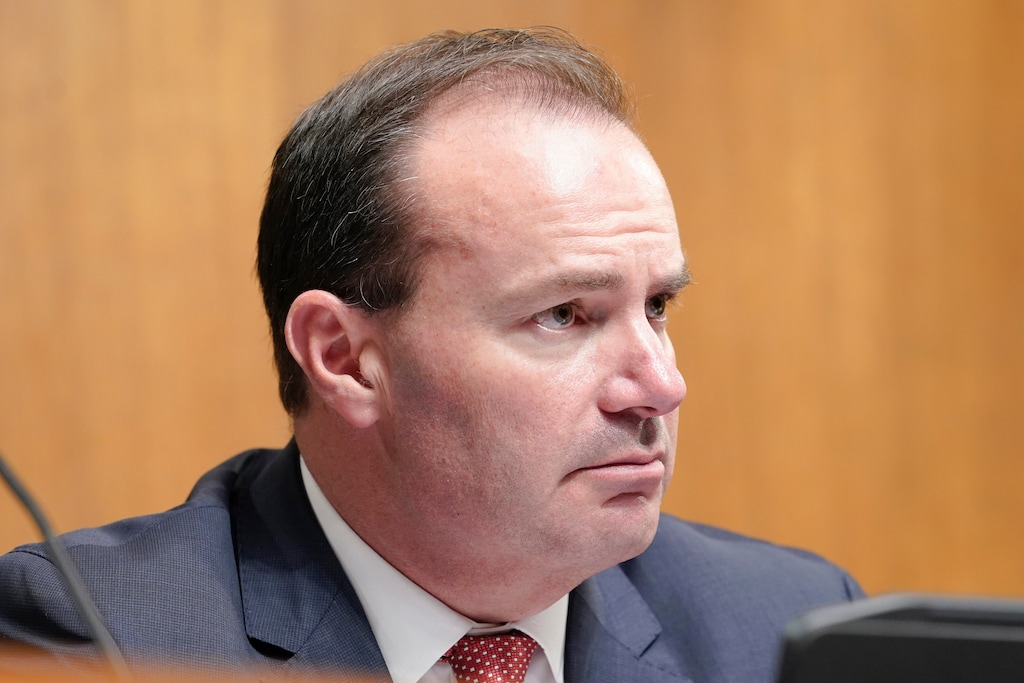 (Mariam Zuhaib | AP) Sen. Mike Lee, R-Utah., questions witnesses during a Senate Judiciary Subcommittee on Competition Policy, Antitrust, and Consumer Rights hearing on the proposed Kroger-Albertsons grocery store merger, at the Capitol in Washington, Tuesday, Nov. 29, 2022. Last week, Lee's campaign sent a fundraising email in support of Georgia Senate candidate Herschel Walker ahead of Tuesday's runoff election.