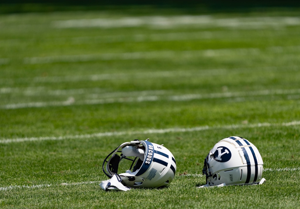 (Francisco Kjolseth | The Salt Lake Tribune) BYU gears up for fall camp for the 2021 season, as they take to their practice field on Thursday, Aug. 5, 2021.