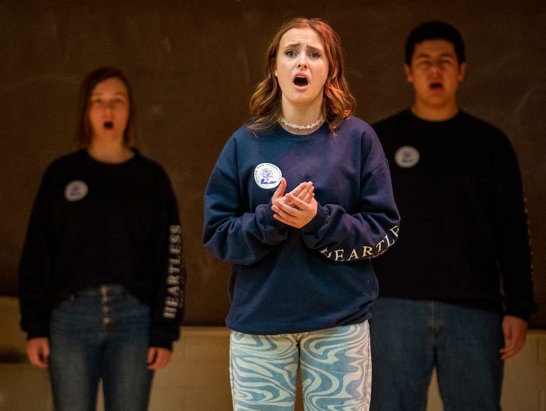(Rick Egan | The Salt Lake Tribune)  Olympus high school student Ellie England sings during a rehearsal for a musical based on the young adult fantasy book, "Heartless," on Friday, April 1, 2022.
