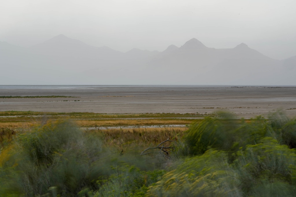 (Francisco Kjolseth | The Salt Lake Tribune) Strong winds blow fine particulate matter across the Great Salt Lake on Friday, Sept. 1, 2023.