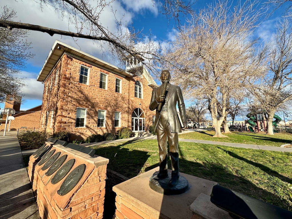 (Mark Eddington  | The Salt Lake Tribune) Statue of prominent city pioneer outside the Washington City Historical Museum.