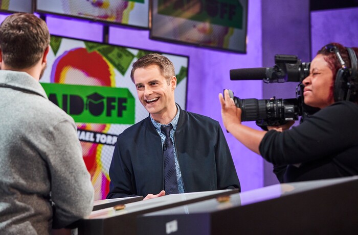 (Photo courtesy of truTV) Host Michael Torpey on the set of "Paid Off."