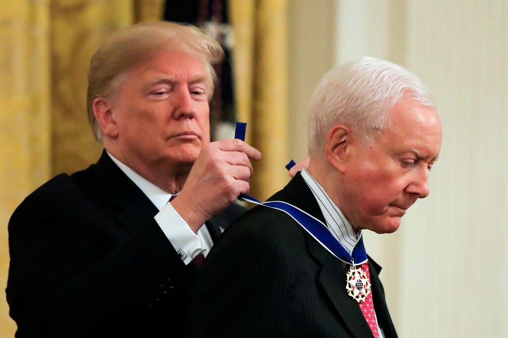 (Manuel Balce Ceneta | AP file photo) President Donald Trump presents the Presidential Medal of Freedom to Sen. Orrin Hatch, R-Utah, during a ceremony in the East Room of the White House in Washington on Nov. 16, 2018.
