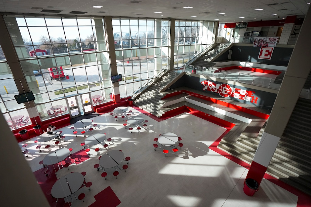 (Bethany Baker  |  The Salt Lake Tribune) The cafeteria at East High School, where principal Ryan Oaks plans to step down. His last day will be June 30.