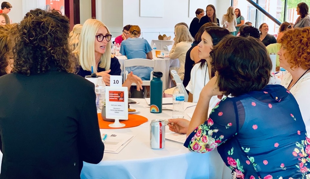 (Courtesy of Madeline Gardner, YWCA Utah) Attendees at the Utah Women's Policy Conference Thursday discuss possible ways to address the issue of missing and murdered indigenous women, girls and two-spirit people.