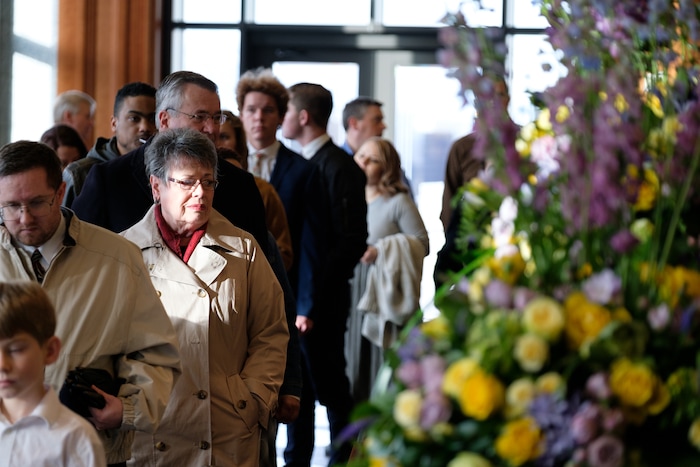 (Photo courtesy of the LDS Church) Mourners pay their respects during the viewing for Mormon church President Thomas S. Monson at the LDS Conference Center in Salt Lake City, Utah, on Thursday, Jan. 11, 2018. Monson died last week at the age of 90.