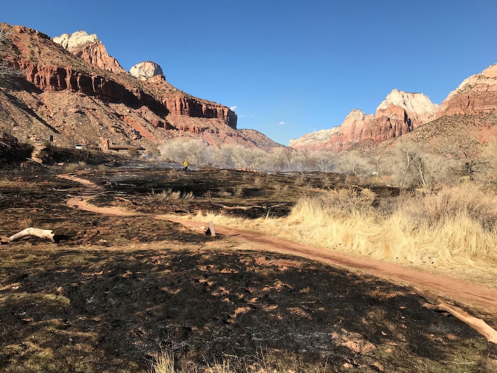 (Photo courtesy of the National Park Service) A photo shows the burned land left behind by a fire Wednesday.