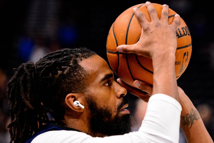 (Trent Nelson  |  The Salt Lake Tribune) Utah Jazz guard Mike Conley (10) warms up as the Utah Jazz host the Portland Trail Blazers, NBA basketball in Salt Lake City on Thursday, Dec. 26, 2019.