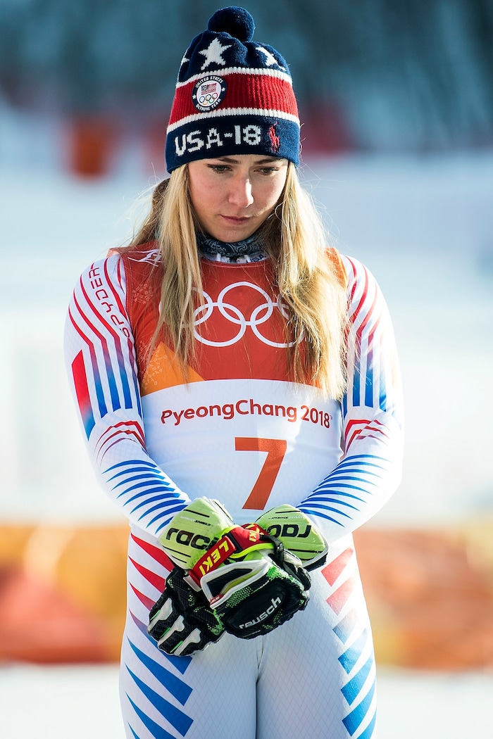 (Chris Detrick  |  The Salt Lake Tribune)  USA's Mikaela Shiffrin celebrates after winning gold in the Ladies' Giant Slalom at Yongpyong Alpine Centre during the Pyeongchang 2018 Winter Olympics Thursday, Feb. 15, 2018.  Shiffrin won the event with a time of 2:20.02.