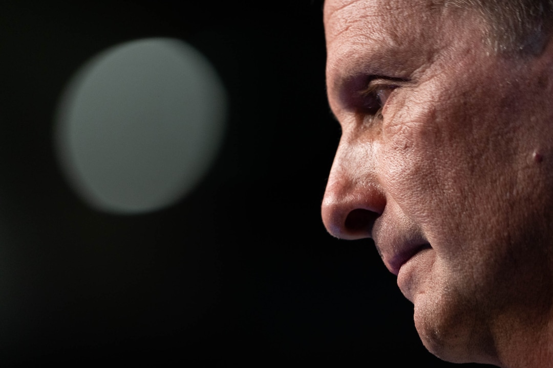 (Francisco Kjolseth | The Salt Lake Tribune) Rep. Chris Stewart takes the stage before delegates attending the Utah Republican Party’s 2021 Organizing Convention at the Maverik Center in West Valley City on Saturday, May 1, 2021, as they return to an in-person format after the pandemic forced the nominating convention to go online last year.