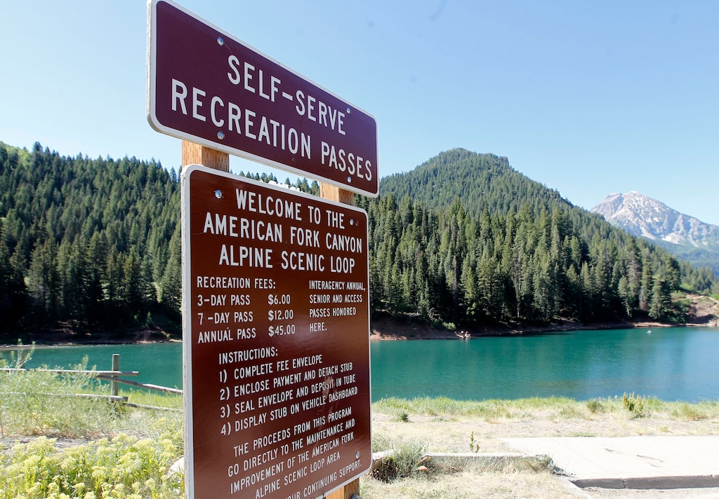 (Al Hartmann | Tribune file photo) A self-service fee station at the parking lot at Tibble Fork Reservoir in American Fork Canyon.