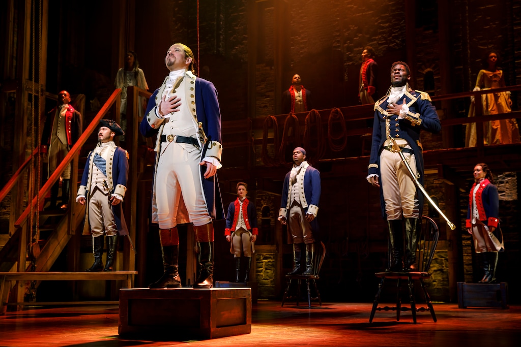 (Courtesy photo by Joan Marcus) Joseph Morales and Nik Walker play Alexander Hamilton and Aaron Burr in the Phillip tour of the Tony Award-winning hip-hop musical "Hamilton."