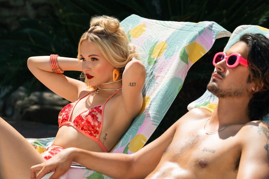 (Photo courtesy Starz) Kelli Berglund and Avan Jogia star in “Now Apocalypse.”