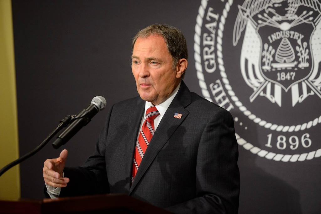 (Trent Nelson  |  The Salt Lake Tribune) Gov. Gary Herbert speaks at a news conference in Salt Lake City on Thursday, May 28, 2020.