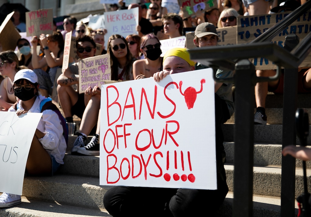 (Rachel Rydalch | Special to The Tribune) Hundreds rally at the Capitol in support of abortion rights on Sunday, June 26, 2022.