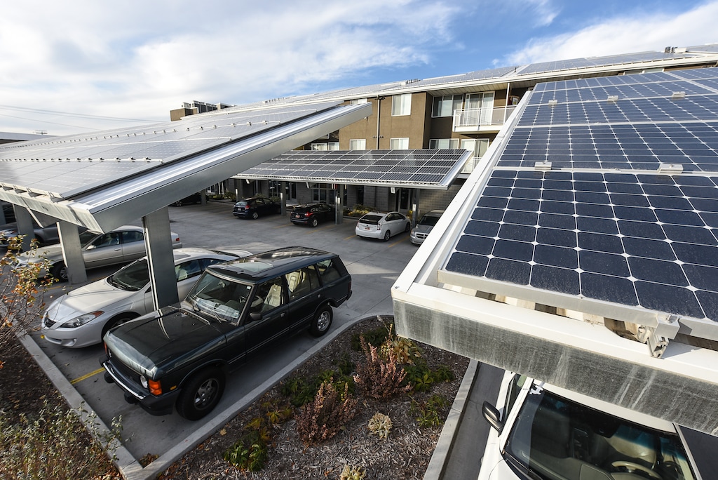 Francisco Kjolseth | The Salt Lake Tribune
Artspace Solar Gardens at 850 South 400 West in Salt Lake City, which opened in August 2013, is the first net zero mixed-use energy building with onsite solar production in the state of Utah. Next year will be consumers’ last chance to take advantage of a sizable federal rebate for new solar installations, and cash incentives available through Rocky Mountain Power could be coming to an end as well.