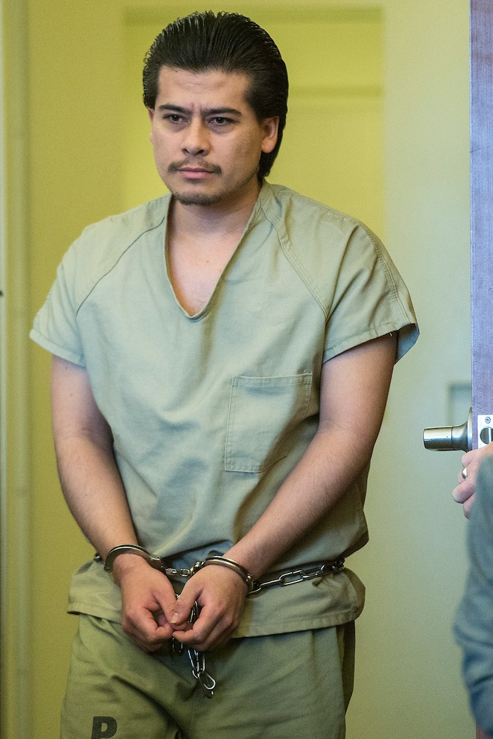 (Chris Detrick  |  The Salt Lake Tribune)   Mario Cervantes-Angel arrives to his sentencing at the West Jordan Courthouse Tuesday, September 19, 2017. Mario Cervantes-Angel, 29, pleaded guilty Tuesday to two counts of first-degree felony aggravated murder for the July 6, 2016 shooting deaths of 15-year-old Abril Izazaga and her brother, 16-year-old Jose Izazaga, outside of a Salt Lake County apartment complex.
