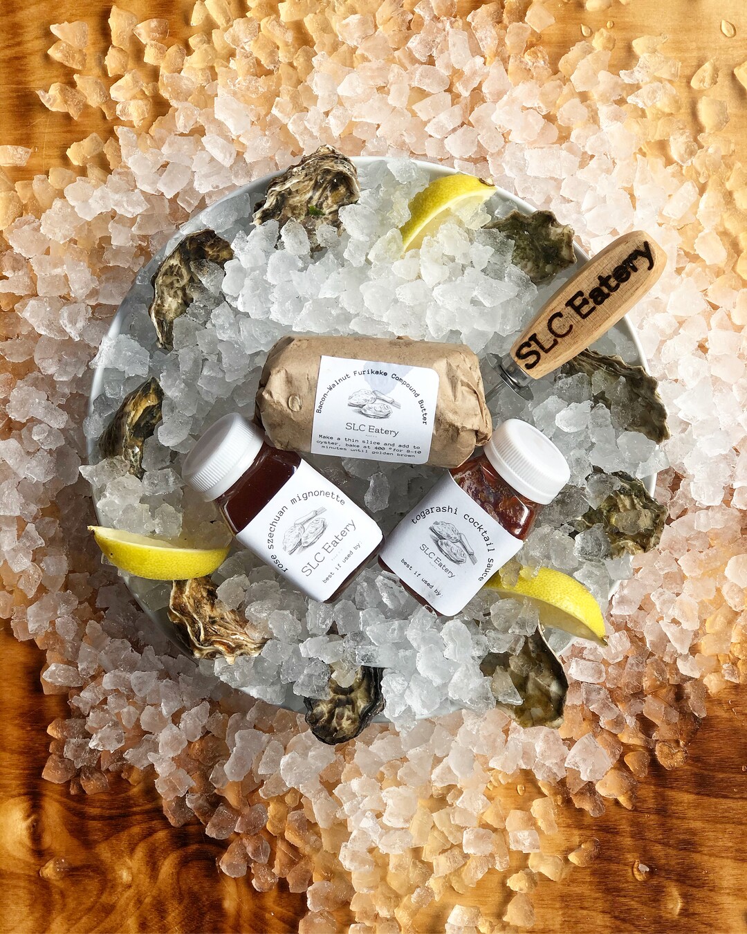 (Photo courtesy of SLC Eatery) The oyster kit at SLC Eatery includes a shucker, sauces and a method for getting fresh mollusks on the day you want.